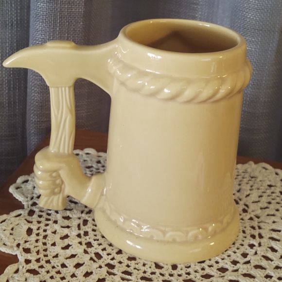 Vtg SHAWNEE Pottery Glazed Beige/Cream Mug/Stein Tribute to Firefighter/Fireman - Picture 3 of 7